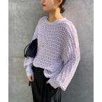 ニット セーター ギマヤーンメッシュボートネックニット レディース