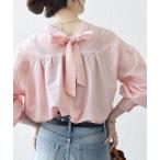 ショッピング洗濯機 ブラウス シャツ SHIPS any:「洗濯機可能」サッカー バック リボン 配色 シャツ ブラウス レディース