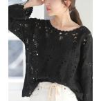 ショッピングレース ニット セーター 「26SS新作」エンブロイダリークロシェレースプルオーバー レディース