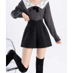 パンツ ラメウールライクハイウエストショートパンツ レディース