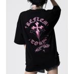 tシャツ 「REFLEM/レフレム」クロス刺繍ダメージTシャツ/ハーフスリーブカットソー レディース メンズ