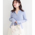 ニット セーター くるみ釦リブニット レディース