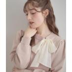 ニット セーター 「洗える・着映え」オーガンジーリボンタイ ニット レディース