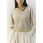 ニット セーター レイヤードポロニットトップ レディース