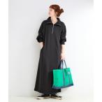 ショッピングマキシ ワンピース 「追加2」ウォッシャブル / テリー裏毛ハーフジップロングワンピース