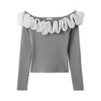 ショッピングフリル ニット セーター フリルコンビオフショルダーリブニット レディース