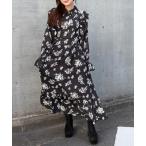ワンピース 花柄シャツフリルワン�