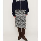 スカート 「2026SS新作」JQ CHECK KNIT M/SK ジャガードチェックニットミドルスカート 冬服 春服