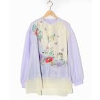 ショッピング花柄 ブラウス シャツ 561202：布帛ｘシフォン異素材切替バイカラー花柄シャツ レディース