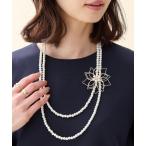 ブローチ ブローチ付きパールネックレス「ブローチ取り外し可能」 レディース