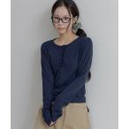 tシャツ 「2026SS新作アイテム」「UNE ORIGINAL」パールボタンラブリーフリルリブ長袖カットソー レディース