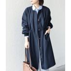 ノーカラーコート コート SHIPS Colors:「手洗い可能」ツイル ノーカラー タック コート レディース