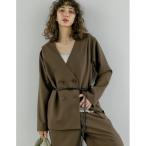 ジャケット テーラードジャケット 「2026S/S COLLECTION」レザーベルト付きノーカラーツイルジャケット レディース