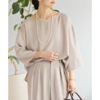 ブラウス シャツ 「セットアップ対応可」ダブルサテンハーフスリーブブラウス レディース