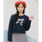 トレーナー スウェット サガラ刺繍リボンロゴスウェット レディース