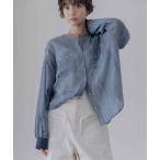 ブラウス シャツ パッチワークデニムプリントカフスリブシャツ レディース