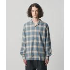 シャツ コットン レーヨン オンブレ チェック オープンカラー シャツ メンズ