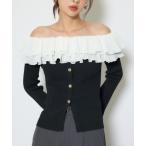 ニット セーター プリーツレースオフショルニットトップス 春服 レディース