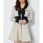 ワンピース バイカラーミニニットワンピース 春服