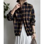 「DouDou」 長袖ネルシャツ FREE ボルドー レディース