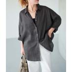 ブラウス シャツ 「ゆったりサイズ」追加 80リネンカシュクール ビッグシャツ レディース
