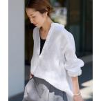 ブラウス シャツ 「追加」フレンチリネンバンドカラーシャツ レディース
