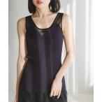 タンクトップ ノースリーブ シアーコンビカップ付きニットタンク レディース