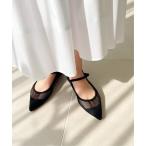 シューズ 「追加」ポインテッドネットワンストラップフラット レディース