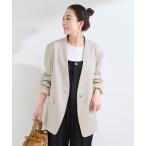 ジャケット ノーカラージャケット 手洗い可 / リネンライクC/LESSジャケット レディース