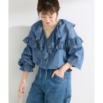 ブラウス シャツ ウォッシャブル / 3.8OZデニムフリルブラウス レディース