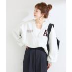 トレーナー スウェット 手洗い可 / Vネックロゴスウェット レディース