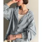 ブラウス シャツ 「JaVaジャバコラボ」軽やかに、さらりと。コットン100％フード付き袖シャーリングシアーデニムシャツ（長袖） レディース