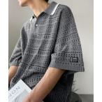  рубашка-поло [JaVa Java сотрудничество ] retro ~...~. как раз ... сетка сборник земля рисунок Skipper воротник вязаный рубашка-поло ( короткий рукав ) мужской женский 