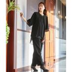 ショッピング喪服 セットアップ 「喪服・礼服」洗える防しわフロントレース使いドレープシフォンブラウス＋ストレートパンツセットアップ「大きいサイズ有」 レディース