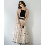 スカート ドット刺繍ティアードスカート