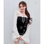 シャツワンピース シャツドッキングプリーツワンピース