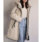 ショッピング2way ダウンコート ダウンジャケット 「premium」 フードファー配色キルティングダウンコート / ファー取り外し可能2WAY レディース