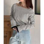 tシャツ スクエアネックパフスリーブリブプルオーバー レディース