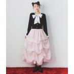 スカート タックバルーンボリュームシフォンロングスカート