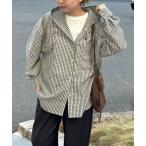 ショッピング綿100 ブラウス シャツ フードチェックシャツ レディース