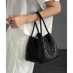 ハンドバッグ 編み込みデザインハンドバッグ×ミニバッグ付き