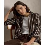 ブラウス シャツ リラックス フィット ストライプド コットン シャツ レディース