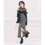 ワンピース レイヤードニットロングワンピース