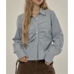ブラウス シャツ gather stripe shirt / ギャザーストライプシャツ レディース