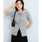 カーディガン 「NOGLE/ノグル」半袖サマーブークレリブニットポロカーディガン レディース