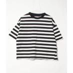 「GLOBAL WORK」 ボーダー柄半袖Tシャツ M ブラック レディース