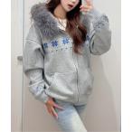 トレーナー スウェット エコファーカラーノルディックジップアップスウェット レディース