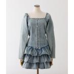 ワンピース 「Denim Collection」レースアップティアードミニワンピース