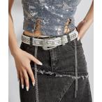 ショッピングウエスタン ベルト ラインストーンバックル付きウエスタンスタイルベルト/キラキラギャルベルト レディース