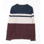 [BANANA REPUBLIC] окантовка рисунок длинный рукав вязаный L Brown мужской 